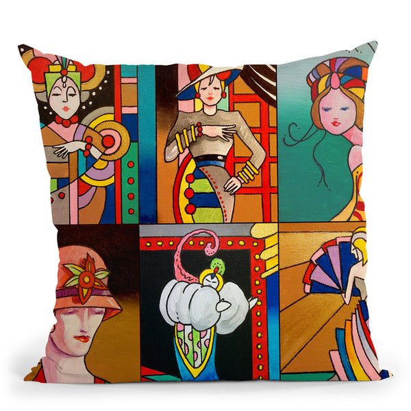 Art Deco Ladies 8 Throw Pillow By Howie Green - All About Vibe