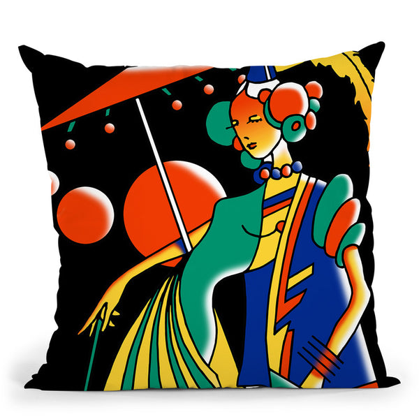 Art Deco Lady 4 Throw Pillow By Howie Green - All About Vibe