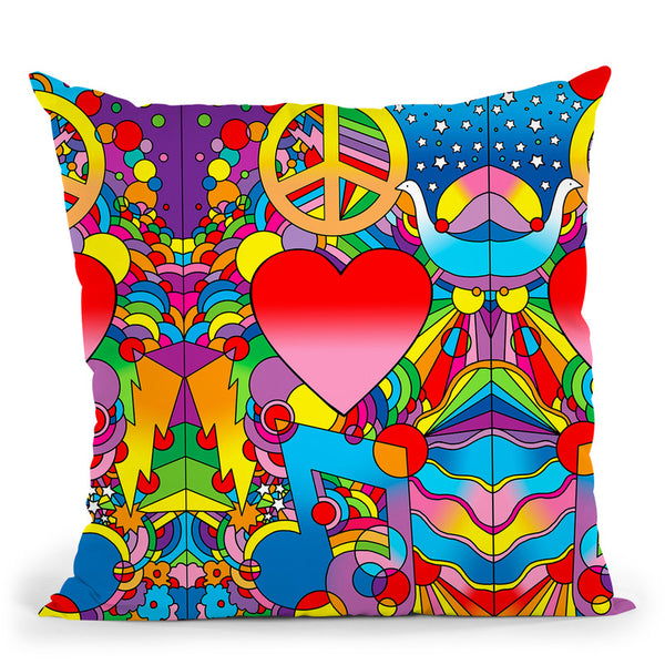 Peace Love Music Throw Pillow By Howie Green - All About Vibe