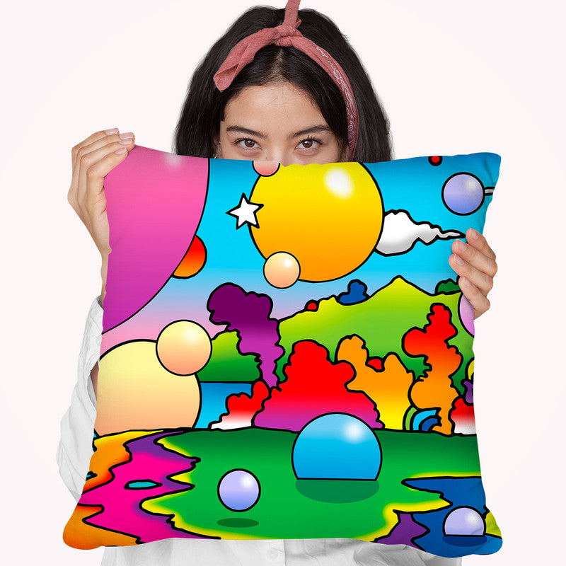 Bubbles Landscape Throw Pillow By Howie Green - All About Vibe