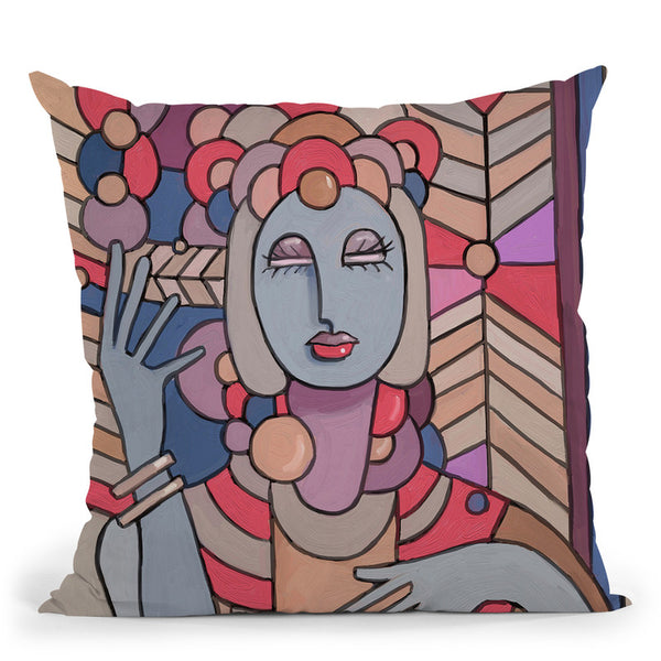Pop Deco Lady 512 Throw Pillow By Howie Green - All About Vibe