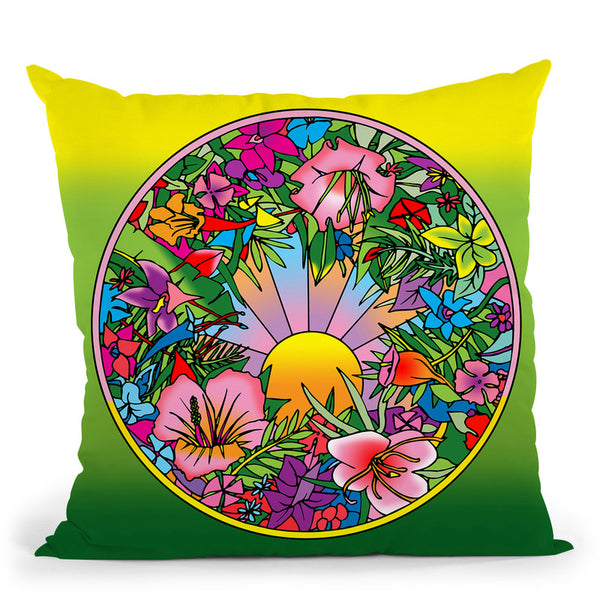 Pop Art Circle Flowers 615 Throw Pillow By Howie Green - All About Vibe