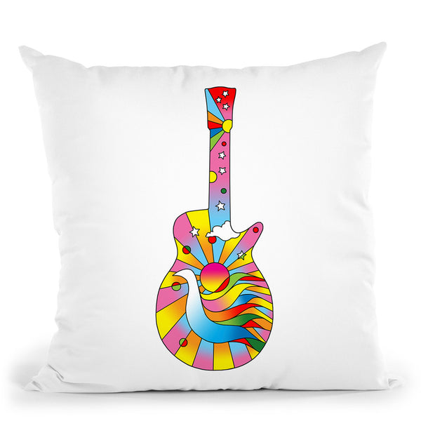 Pop Art Guitar Dove Throw Pillow By Howie Green - All About Vibe