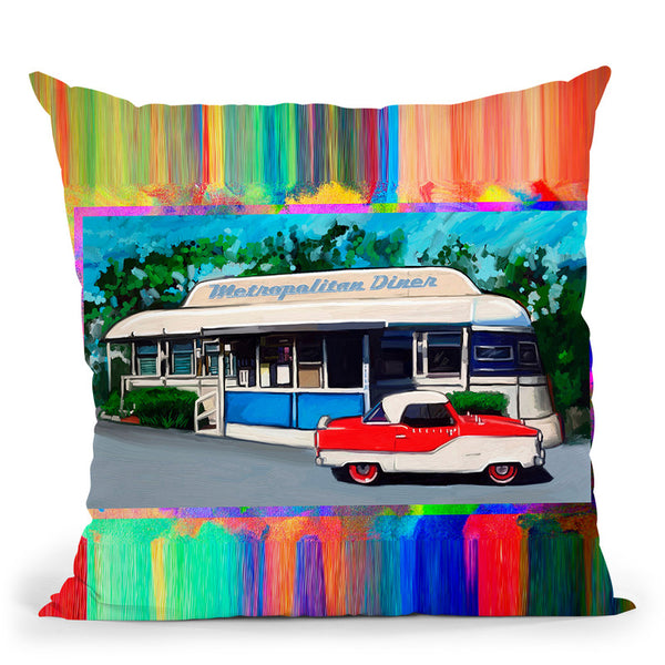 Metropolitan Diner Throw Pillow By Howie Green - All About Vibe