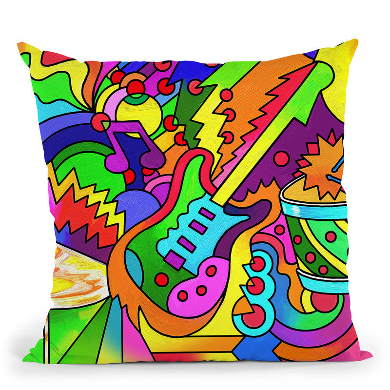 Pop Art Guitar Drum Throw Pillow By Howie Green - All About Vibe