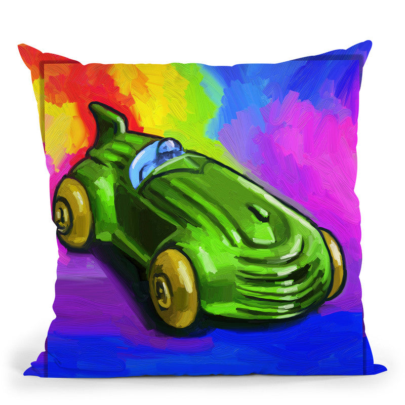 Pop-Art Deco Race Car Toy Throw Pillow By Howie Green - All About Vibe