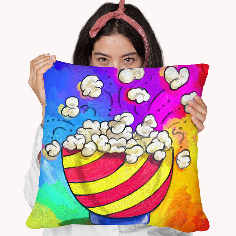 Pop-Art Popcorn Bowl Throw Pillow By Howie Green - All About Vibe