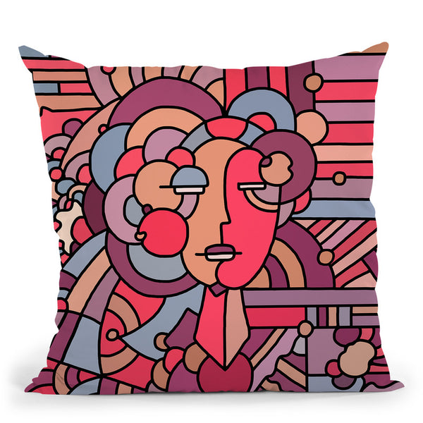 Pop-Art-Deco-Face-116 Throw Pillow By Howie Green - All About Vibe