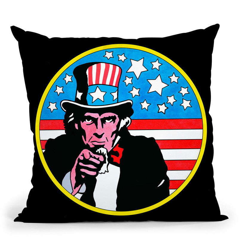 Pop-Art-Uncle-Sam-Circle Throw Pillow By Howie Green - All About Vibe