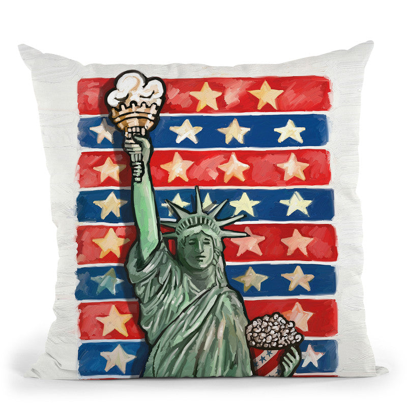 Popcorn-Statue-Of-Liberty Throw Pillow By Howie Green - All About Vibe
