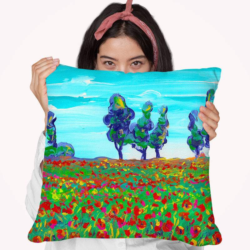 6 Poppy Field Throw Pillow By Howie Green - All About Vibe