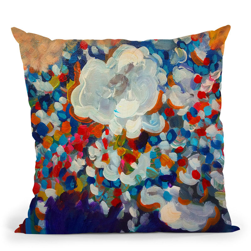 6 White Flowers Throw Pillow By Howie Green - All About Vibe