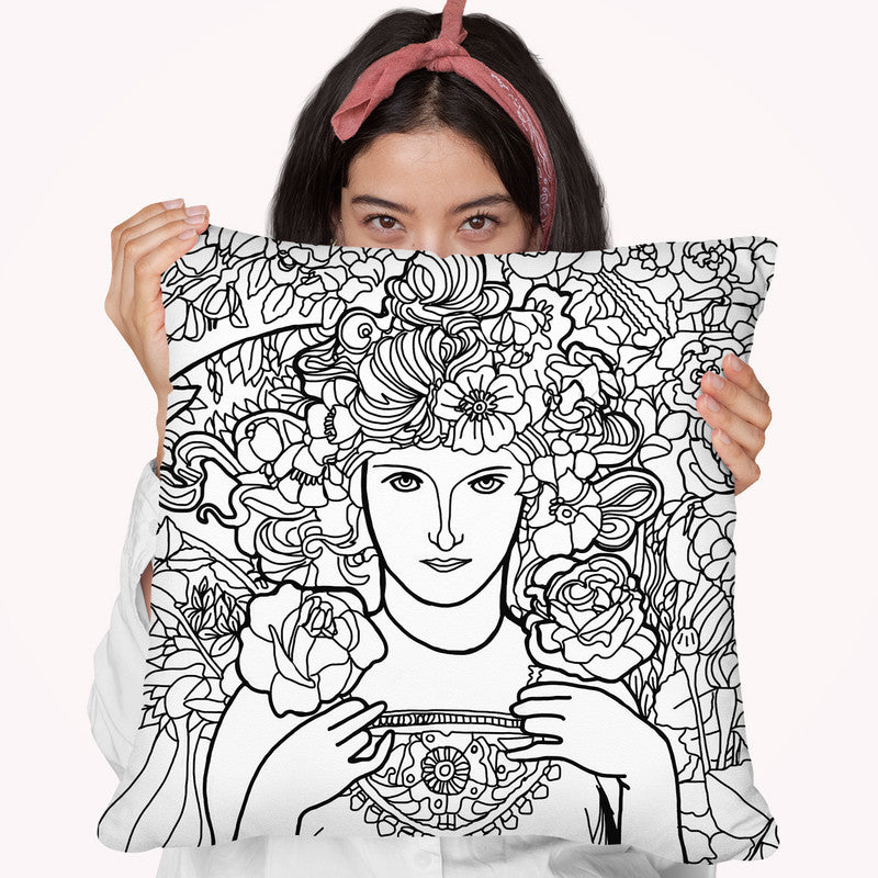 Mucha Lady 2 Throw Pillow By Howie Green - All About Vibe