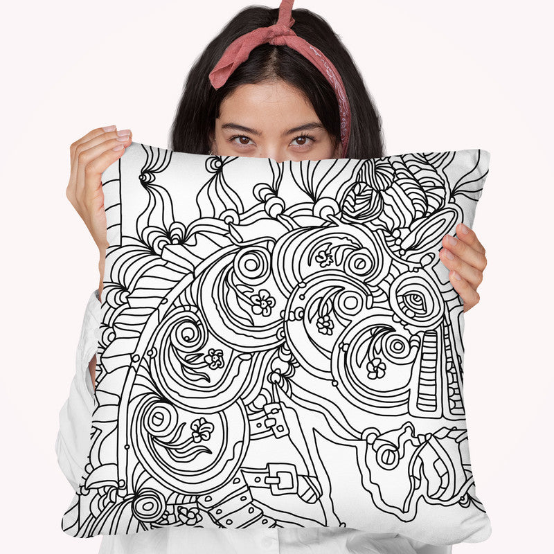 Carousel Pony 1 Lineart Throw Pillow By Howie Green - All About Vibe
