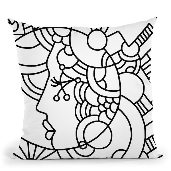 Circle Lady 316 Lineart Throw Pillow By Howie Green - All About Vibe