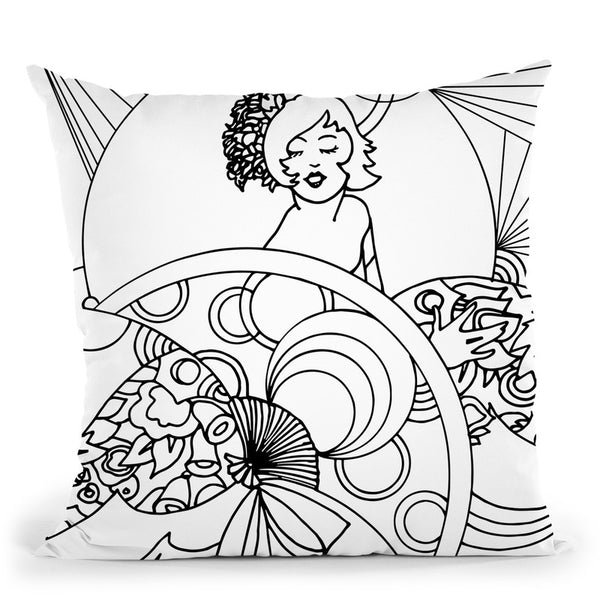Circle Lady Lineart Throw Pillow By Howie Green - All About Vibe