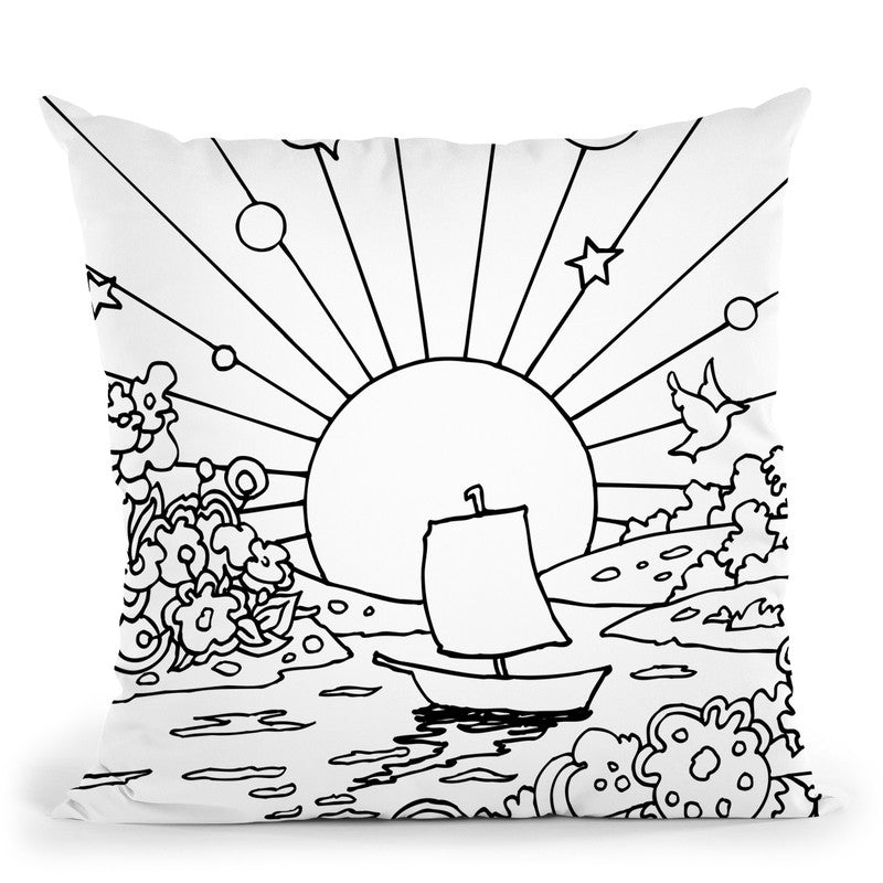 Cosmic Boat Color Throw Pillow By Howie Green - All About Vibe