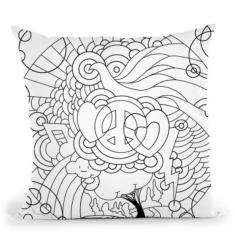 Peace Love Music Circle Throw Pillow By Howie Green - All About Vibe