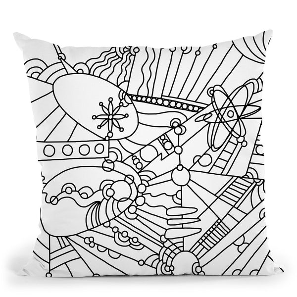 Retro Lineart Throw Pillow By Howie Green - All About Vibe