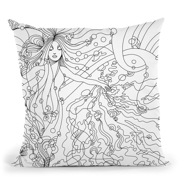 Siren Lineart Throw Pillow By Howie Green - All About Vibe