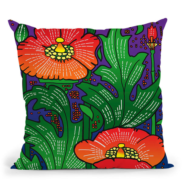 Hollyhocks 316 Throw Pillow By Howie Green - All About Vibe