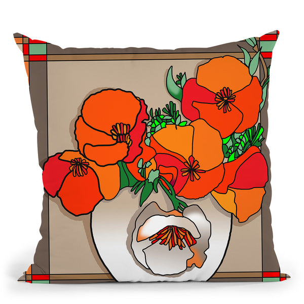 Poppy Bowl Throw Pillow By Howie Green - All About Vibe