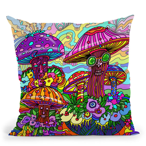 Pop-Art-Mushrooms Throw Pillow By Howie Green - All About Vibe