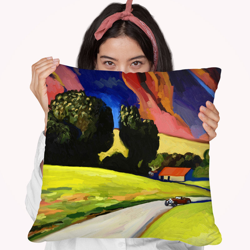 Pop Art Retro Landscape 916 Throw Pillow By Howie Green - All About Vibe