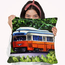 Orange Trolley Throw Pillow By Howie Green - All About Vibe