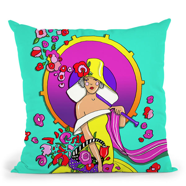 Pop-Art-Deco-Lady-217 Throw Pillow By Howie Green - All About Vibe