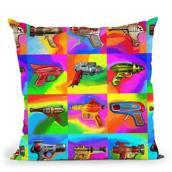 Pop-Art-Space-Guns Throw Pillow By Howie Green - All About Vibe