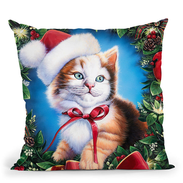 Christmas Kitty Throw Pillow By Jenny Newland - All About Vibe
