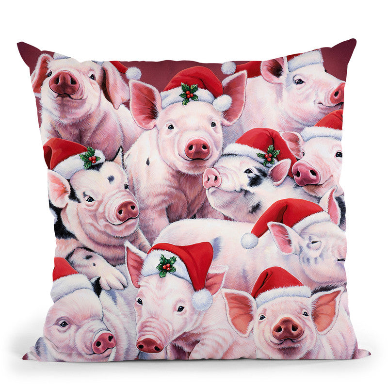Christmas Piggies Throw Pillow By Jenny Newland - All About Vibe