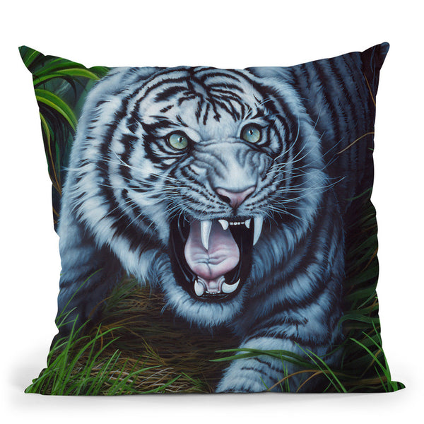 White Tiger Throw Pillow By Jenny Newland - All About Vibe