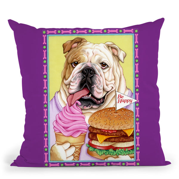 Bulldog Hamburger Throw Pillow By Tomoyo Pitcher - All About Vibe