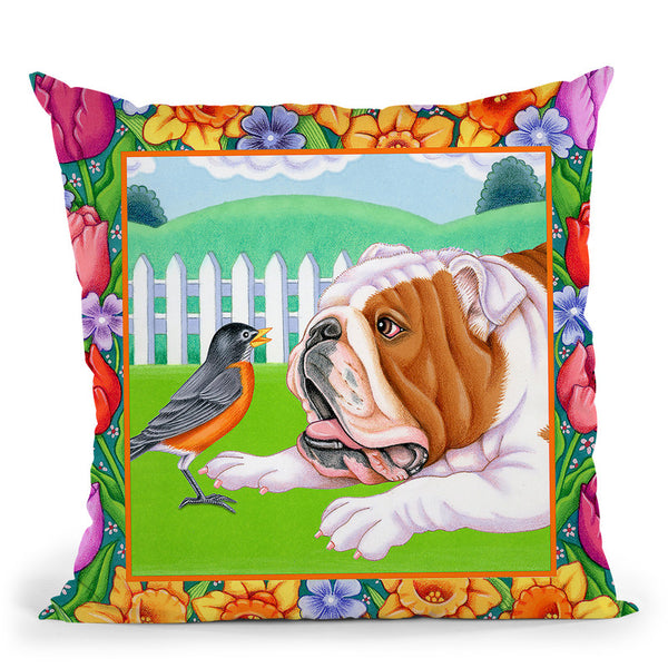Robin Bulldog Throw Pillow By Tomoyo Pitcher - All About Vibe