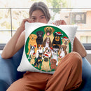 Dog Group Round Throw Pillow By Tomoyo Pitcher - All About Vibe