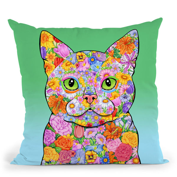 Flowers Americanorthair Throw Pillow By Tomoyo Pitcher - All About Vibe