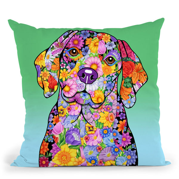 Flowers Beagle Throw Pillow By Tomoyo Pitcher - All About Vibe