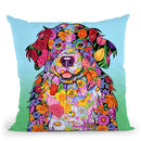 Flowers Bernese Mtn Dog Throw Pillow By Tomoyo Pitcher - All About Vibe