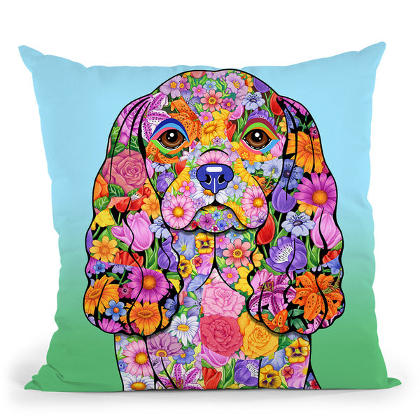 Flowers Cavalier King Chas Throw Pillow By Tomoyo Pitcher - All About Vibe