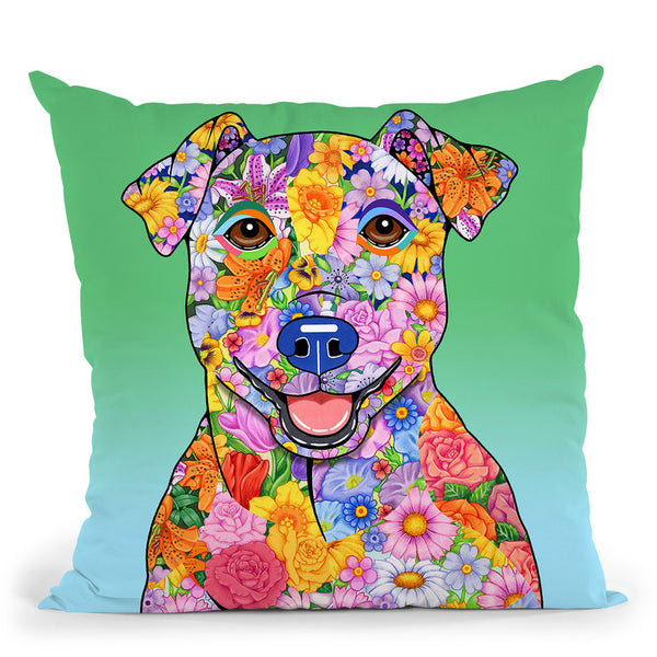 Flowers Jack Russell Throw Pillow By Tomoyo Pitcher - All About Vibe