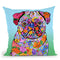 Flowers Pug Throw Pillow By Tomoyo Pitcher - All About Vibe