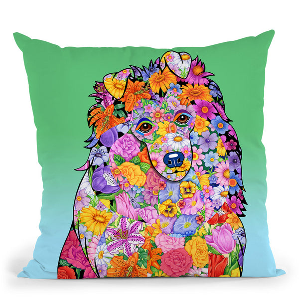 Flowersetlandeepdog Throw Pillow By Tomoyo Pitcher - All About Vibe