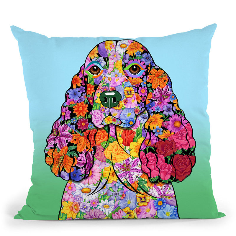 Flowers Springer Spaniel Throw Pillow By Tomoyo Pitcher - All About Vibe