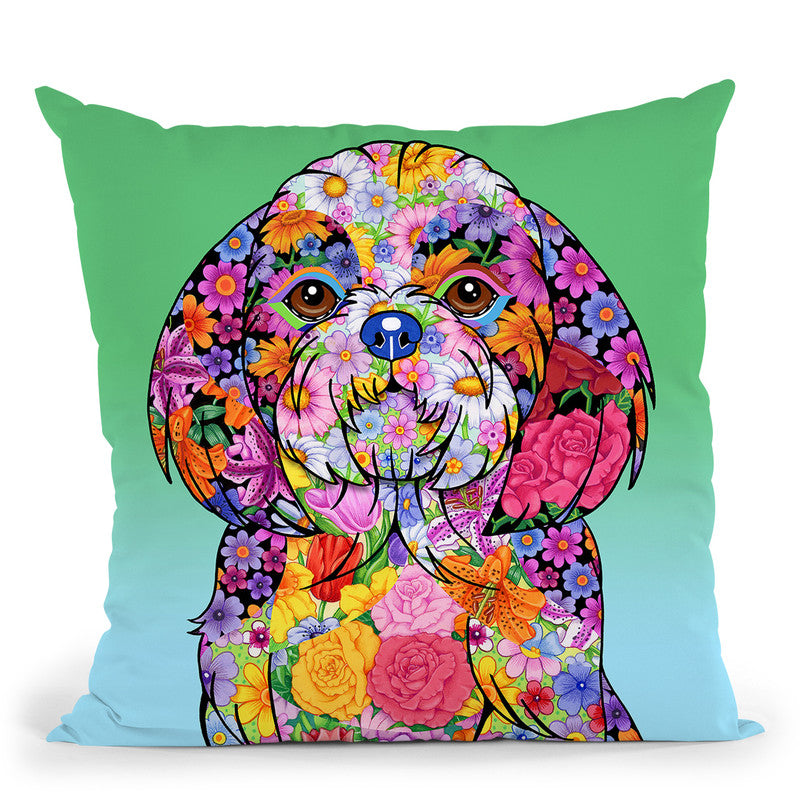 Flowersih Tzu Throw Pillow By Tomoyo Pitcher - All About Vibe