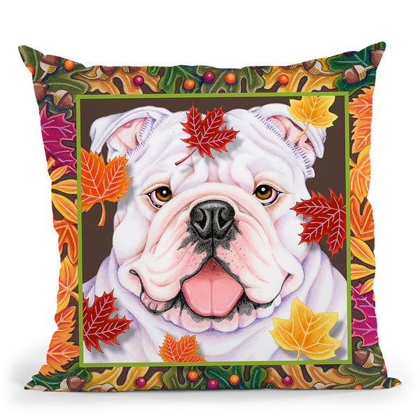 Autumn Bulldog Throw Pillow By Tomoyo Pitcher - All About Vibe