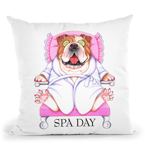 Spa Bulldog Throw Pillow By Tomoyo Pitcher - All About Vibe