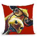 Cow Gertrude Red Throw Pillow By Hippie Hound Studios - All About Vibe