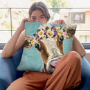 Cow Miss Moo Moo Turquoise Flower Crown Throw Pillow By Hippie Hound Studios - All About Vibe